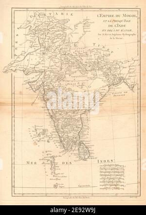 L’Empire du Mogol et la presqu’île de l’lnde en decà du Gange. BONNE 1788 carte Banque D'Images
