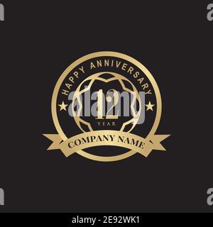 12e anniversaire emblème logo design modèle d'illustration vectoriel Illustration de Vecteur