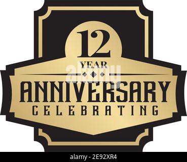 12e anniversaire emblème logo design modèle d'illustration vectoriel Illustration de Vecteur