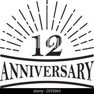 12e anniversaire emblème logo design modèle d'illustration vectoriel Illustration de Vecteur