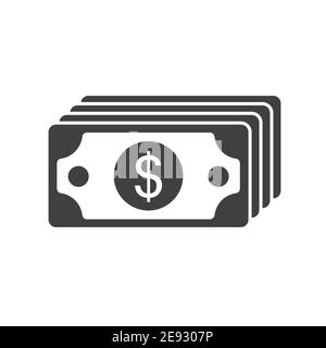 Ensemble d'icônes d'argent comptant. Symbole de devise. Collection de silhouettes Black Money sans pinces. Illustration vectorielle isolée sur fond blanc. Illustration de Vecteur