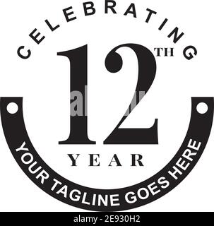 12e anniversaire emblème logo design modèle d'illustration vectoriel Illustration de Vecteur