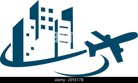 Logo de la société de voyages avec modèle vectoriel d'icône de plan illustration Illustration de Vecteur