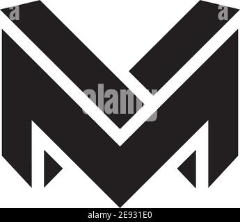 Logo initial lettre M avec modèle vectoriel de dessin au trait Illustration de Vecteur
