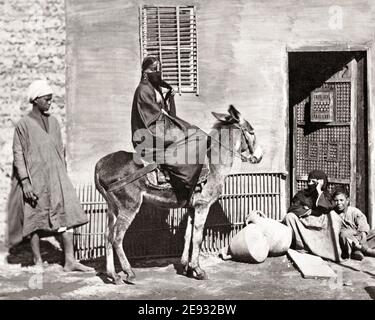 Photographie de la fin du XIXe siècle - Egyptienne sur Donkey Banque D'Images