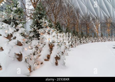 New York, États-Unis. 1er février 2021. Les cours d'Hudson sont couverts de neige alors que la tempête majeure frappe New York avec plus d'un pied attendu sur le sol. Cette tempête de neige a appelé la tempête de Nor'easter. Les fortes chutes de neige devraient se poursuivre pendant plus de 24 heures. La tempête de neige a touché tout le nord-est des États-Unis. (Photo de Lev Radin/Pacific Press) crédit: Pacific Press Media production Corp./Alay Live News Banque D'Images