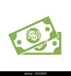 Icône dollar Cash. Symbole de devise. Argent vert dans un style plat. Illustration vectorielle isolée sur fond blanc. Illustration de Vecteur