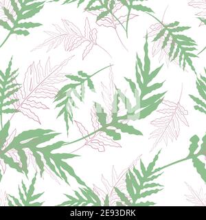 Motif sans couture avec feuilles de fougères vertes tropicales Illustration de Vecteur