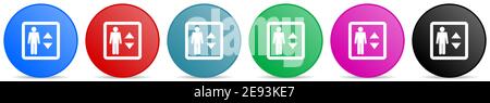 Ascenseur, icônes de vecteur de levage, ensemble de boutons de gradient de cercle en 6 couleurs pour les applications de conception Web et mobiles Illustration de Vecteur