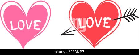 Jeu de coeurs de Saint-Valentin et texte d'amour Illustration de Vecteur