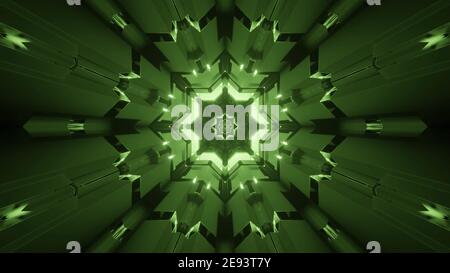 Illustration 3D de l'ornement abstrait en cristal vert Banque D'Images