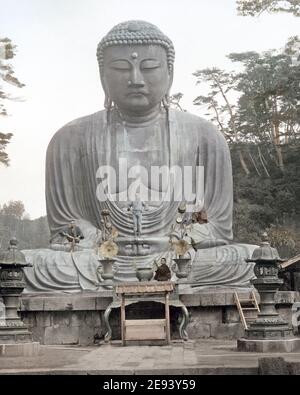 Photographie de la fin du XIXe siècle - Bouddha de bronze, Kamakura, Japon, statue bouddhiste. Banque D'Images