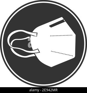 Vue latérale du masque respiratoire FFP2, symbole circulaire ou illustration du vecteur d'icône Illustration de Vecteur