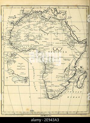 Carte du 19e siècle de l'Afrique gravure de Copperplate de l'Encyclopédie Londinensis Or, Dictionnaire universel des arts, des sciences et de la littérature; Volume I; édité par Wilkes, John. Publié à Londres en 1810 Banque D'Images