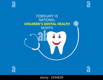 Illustration vectorielle de la santé dentaire nationale des enfants observée au mois de février. Illustration de Vecteur