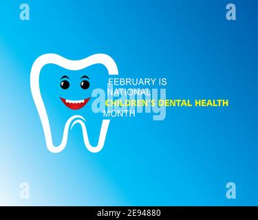 Illustration vectorielle de la santé dentaire nationale des enfants observée au mois de février. Illustration de Vecteur