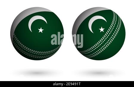 Ballon de cricket de style réaliste aux couleurs du drapeau de la République islamique du Pakistan. Sports d'équipe d'été. Vecteur sur fond blanc Illustration de Vecteur