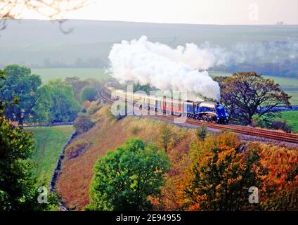 A4 Pacific no 60007 Sir Nigel Gresley à Smardale, Cumbria, s'installe à Carlsile Railway, en Angleterre Banque D'Images