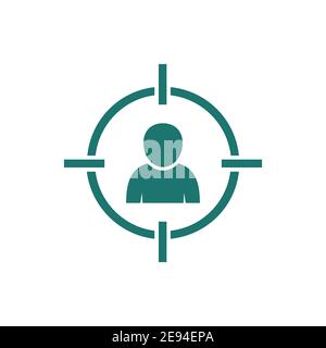Icône cible avec public. Symbole de recherche de tête. Visez le concept de personnes. Illustration vectorielle du segment de marché. Panneau de ciblage du client. Illustration de Vecteur