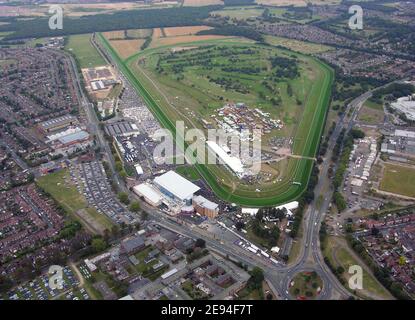 Vue aérienne de l'hippodrome de Doncaster le jour de la course de St léger Banque D'Images