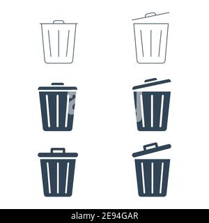 Ensemble d'icônes de corbeille. Illustration du vecteur de collecte des déchets isolée sur fond blanc Illustration de Vecteur