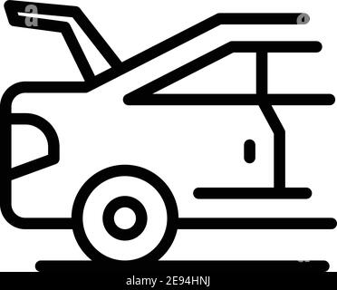 Voiture avec icône de coffre ouvert. Voiture de contour avec l'icône de vecteur de coffre ouvert pour la conception de Web isolé sur fond blanc Illustration de Vecteur
