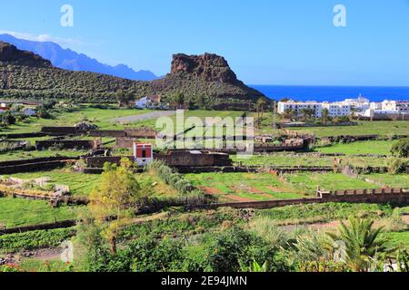 Gran Canaria - paysage de la côte de la mer et l'agriculture d'Agaete. Banque D'Images