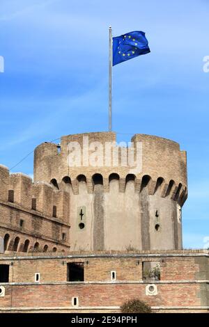 Rome, Italie. Architecture du château de Saint Angel. Banque D'Images