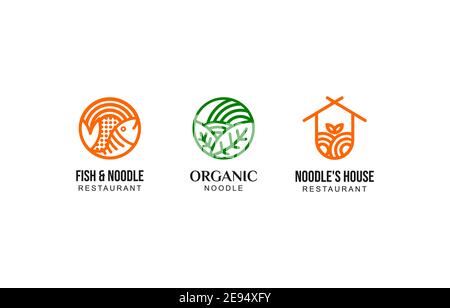 Modèle vectoriel de logo pour le restaurant Modern Line Noodle Ramen adapté entreprise de restauration Illustration de Vecteur