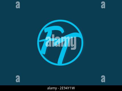 Lettre initiale de FT bleue dans le logo de cercle Illustration de Vecteur