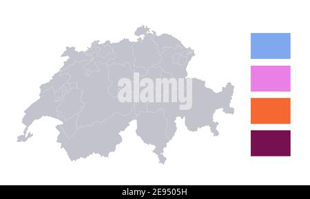 Carte infographique de la Suisse, régions individuelles vierges Banque D'Images