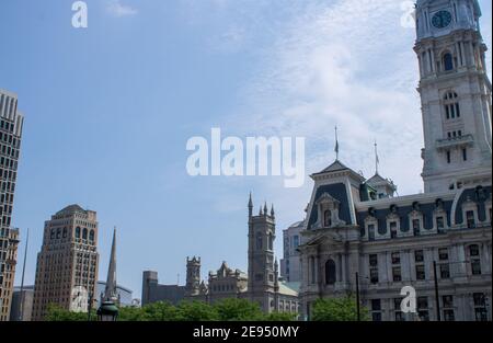 Horizon de Philladelphia avec hôtel de ville et espace de copie Banque D'Images