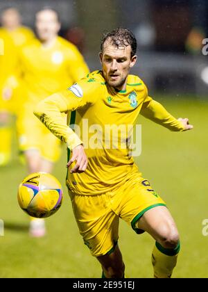 2 février 2021 ; St Mirren Park, Paisley, Renfrewshire, Écosse ; Scottish Premiership football, St Mirren versus Hibernian ; Christian Doidge de Hibernian Banque D'Images