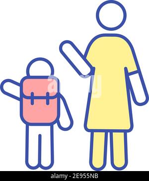 Parent voyant hors enfant à l'école icône de couleur RVB Illustration de Vecteur