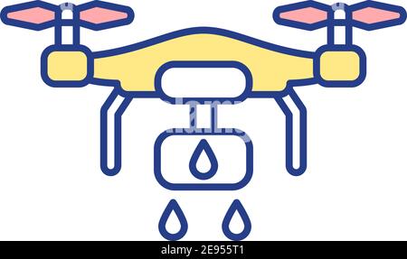 Icône de couleur RVB de drone de pulvérisation Illustration de Vecteur