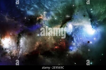 Arrière-plan de l'espace avec la nébuleuse de poussière et les étoiles. illustration 3d Banque D'Images