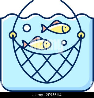 Icône de couleur RVB du filet de pêche Illustration de Vecteur