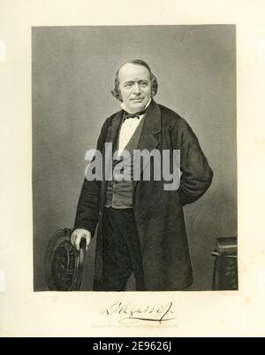 Portrait gravé sur la base d'une photographie du biologiste et géologue américain d'origine suisse Louis Agassiz (1807 – 1873), 1874. Photographie par Maull & Polyblank. Banque D'Images