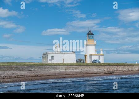 Phare de Chanonry point, Moray Firth, Écosse Banque D'Images