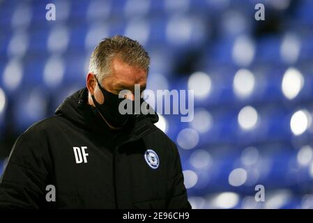 Birkenhead, Royaume-Uni. 02 février 2021. Darren Ferguson, directeur de Peterborough United, a été abattu à la fin du match. Trophée Papa John's, match de quart de finale du trophée EFL, Tranmere Rovers / Peterborough Utd à Prenton Park, Birkenhead, Wirral, le mardi 2 février 2021. Cette image ne peut être utilisée qu'à des fins éditoriales. Utilisation éditoriale uniquement, licence requise pour une utilisation commerciale. Aucune utilisation dans les Paris, les jeux ou les publications d'un seul club/ligue/joueur.pic par Chris Stading/Andrew Orchard sports Photography/Alamy Live News crédit: Andrew Orchard sports Photography/Alamy Live News Banque D'Images