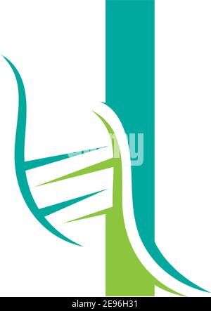 Logo d'icône ADN avec illustration de modèle lettre I. Illustration de Vecteur