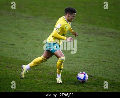 LONDRES, Royaume-Uni, FÉVRIER 02 : Max Aarons de Norwich City pendant le championnat Sky Bet entre Millwall et Norwich City au Den Stadium, Londres, le 2 février 2021 crédit : action Foto Sport/Alay Live News Banque D'Images