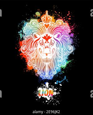 Logo du symbole de la tête du lion. Vecteur Illustration de Vecteur