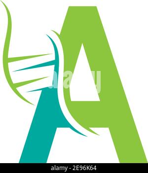 Logo d'icône ADN avec lettre A illustration du modèle Illustration de Vecteur