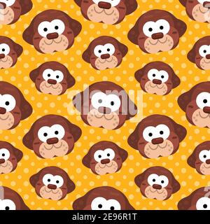 illustration vectorielle sans couture de la tête de chien mignonne Illustration de Vecteur