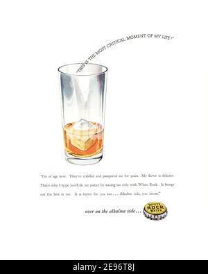 1935 White Rock eau alcaline boisson 'c'est le moment le plus critique de ma vie' Publicité, retouchée et ravivée, A3+, 600dpi Banque D'Images