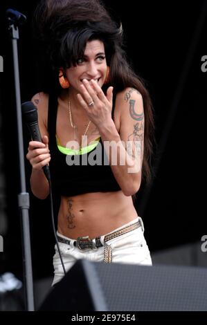 Amy Winehouse se présente au Virgin Music Festival à Baltimore, Maryland, le 4 août 2007. © Atlas / MediaPunch Banque D'Images