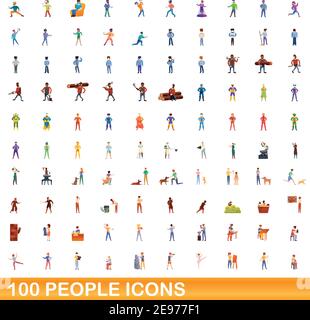 100 personnes icons set. Cartoon illustration de 100 personnes icônes vector set isolé sur fond blanc Illustration de Vecteur