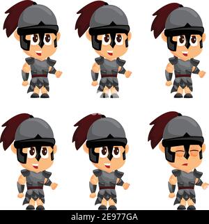 Spartan Cartoon Idle Game Character animation Sprite Template Illustration de Vecteur