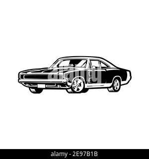 Silhoutte muscle car vecteur image vue latérale isolée Illustration de Vecteur